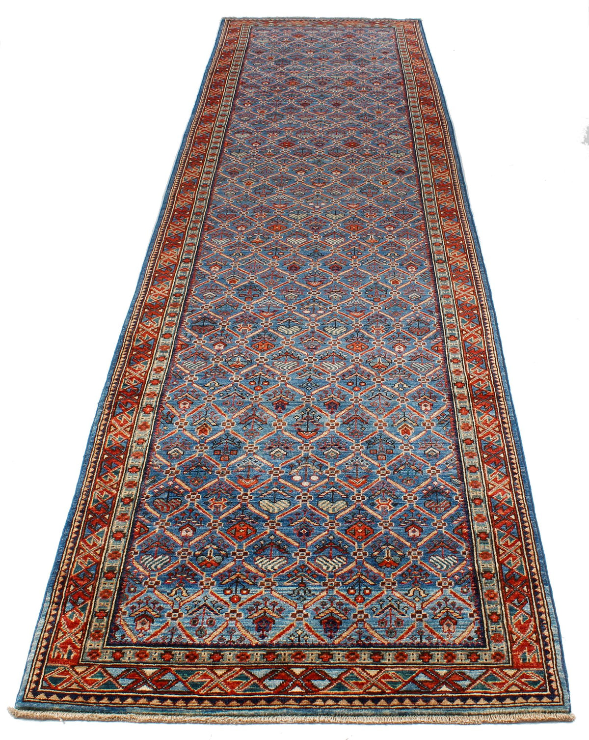 3x12 Blue and Red Traditional Runner