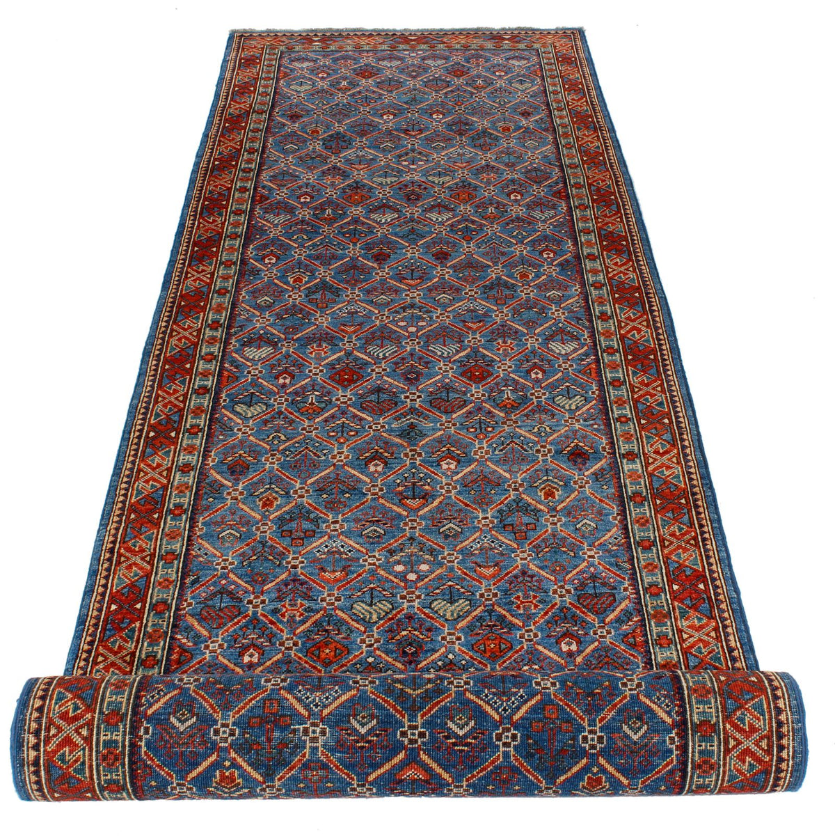 3x12 Blue and Red Traditional Runner