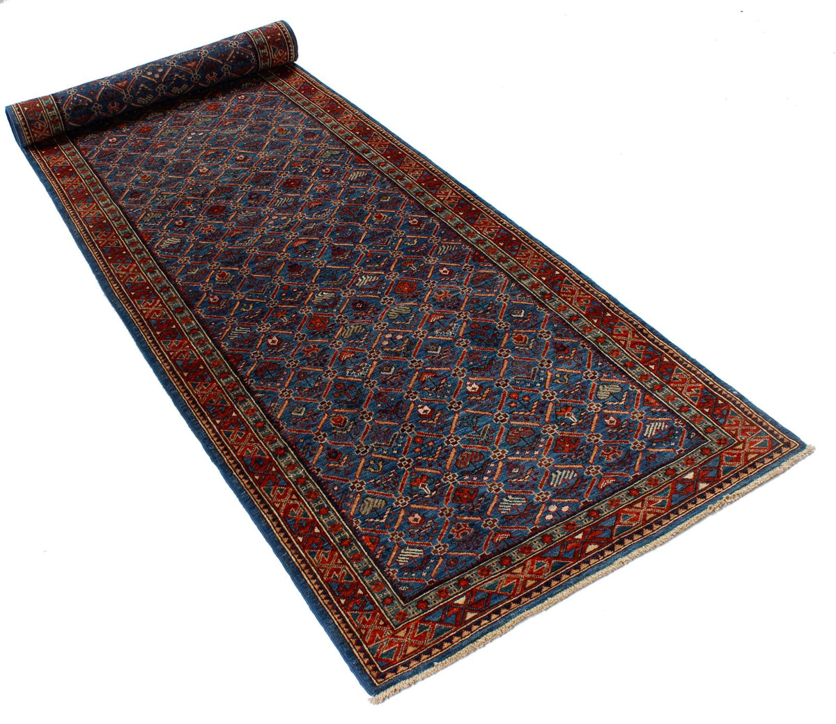 3x12 Blue and Red Traditional Runner