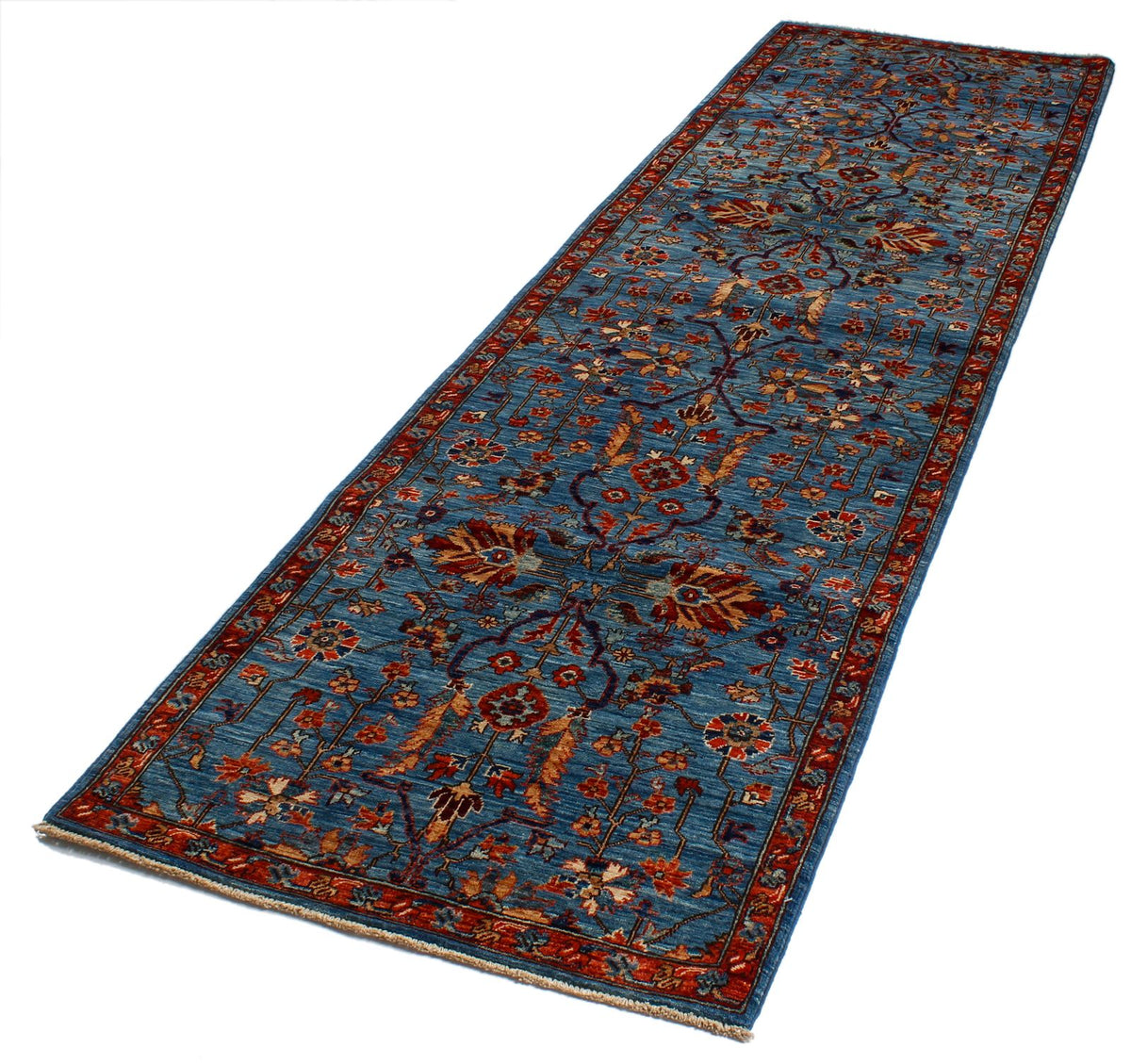 3x10 Blue and Red Traditional Runner