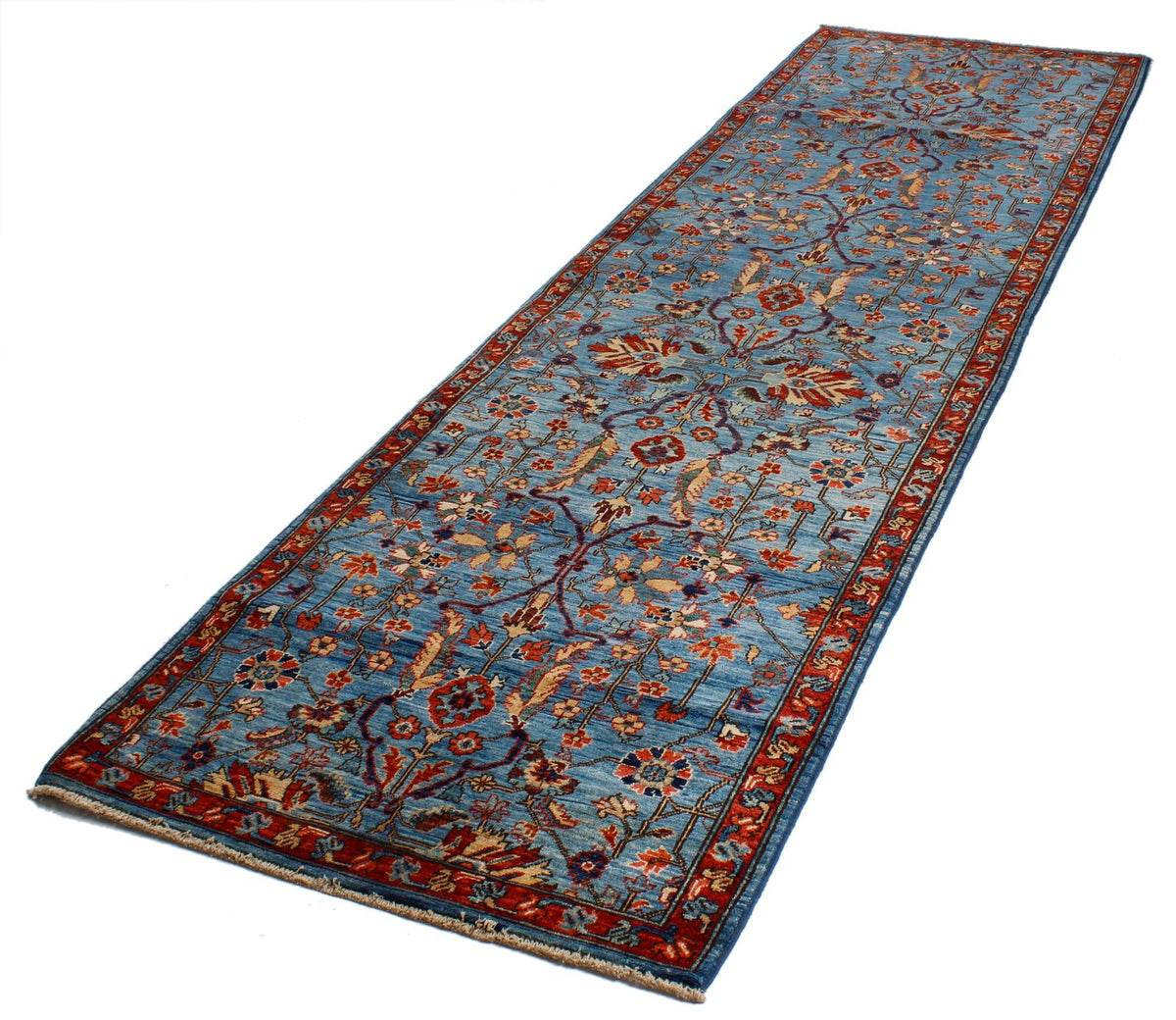 3x10 Blue and Red Traditional Runner