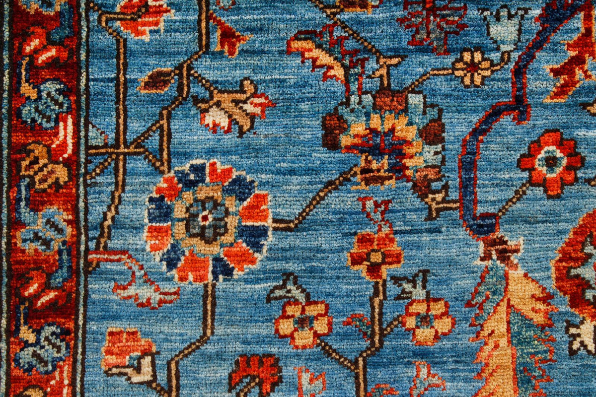 3x10 Blue and Red Traditional Runner