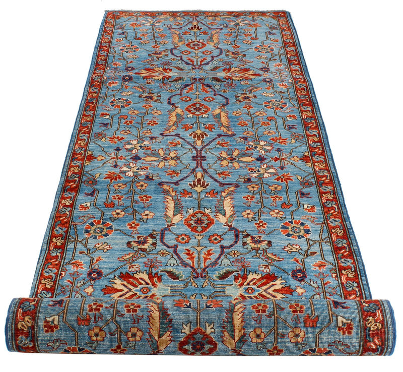 3x10 Blue and Red Traditional Runner