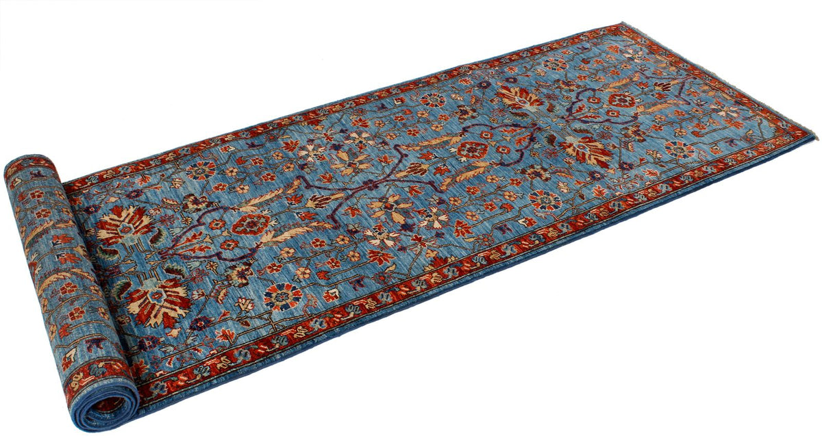 3x10 Blue and Red Traditional Runner