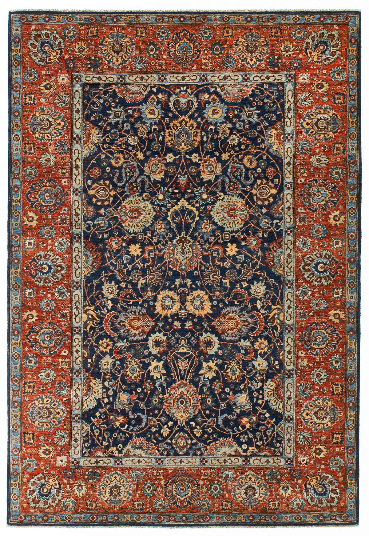 6x9 Navy and Rust Anatolian Traditional Rug