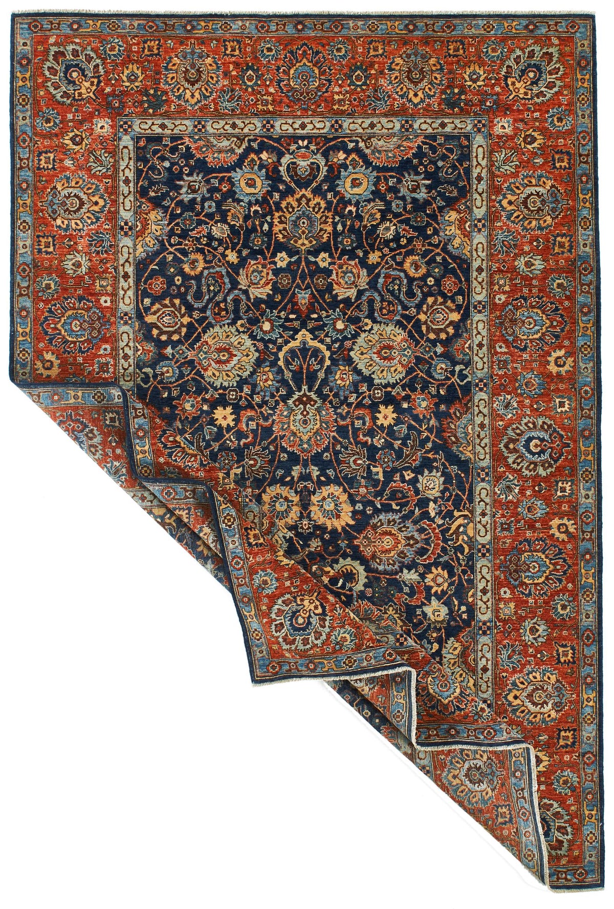 6x9 Navy and Rust Anatolian Traditional Rug