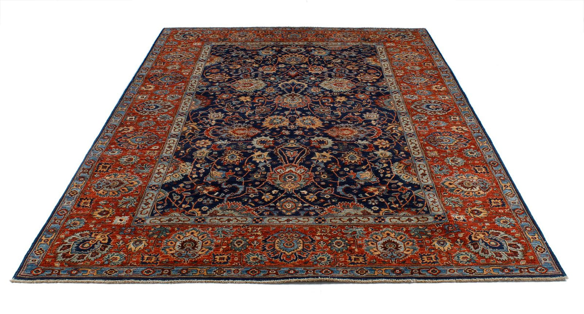 6x9 Navy and Rust Anatolian Traditional Rug