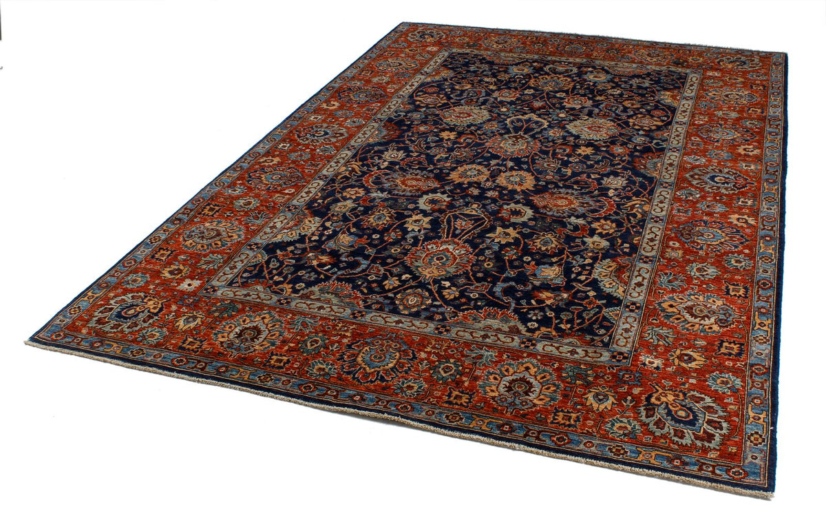 6x9 Navy and Rust Anatolian Traditional Rug