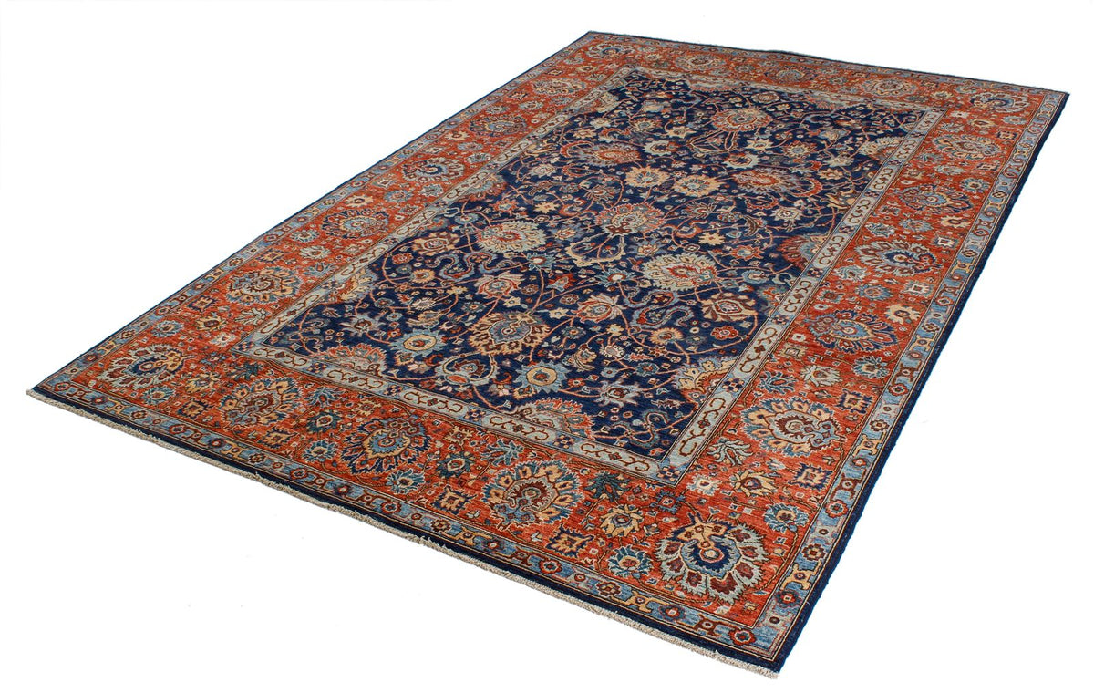 6x9 Navy and Rust Anatolian Traditional Rug