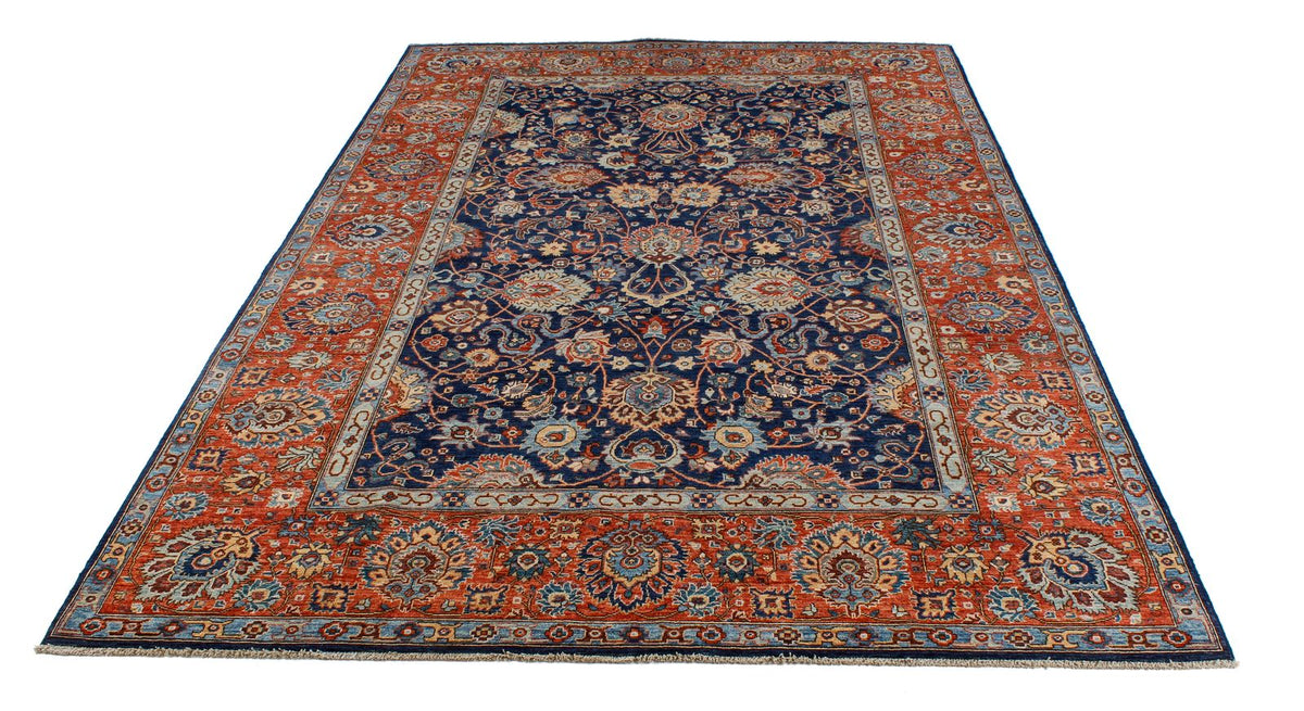 6x9 Navy and Rust Anatolian Traditional Rug