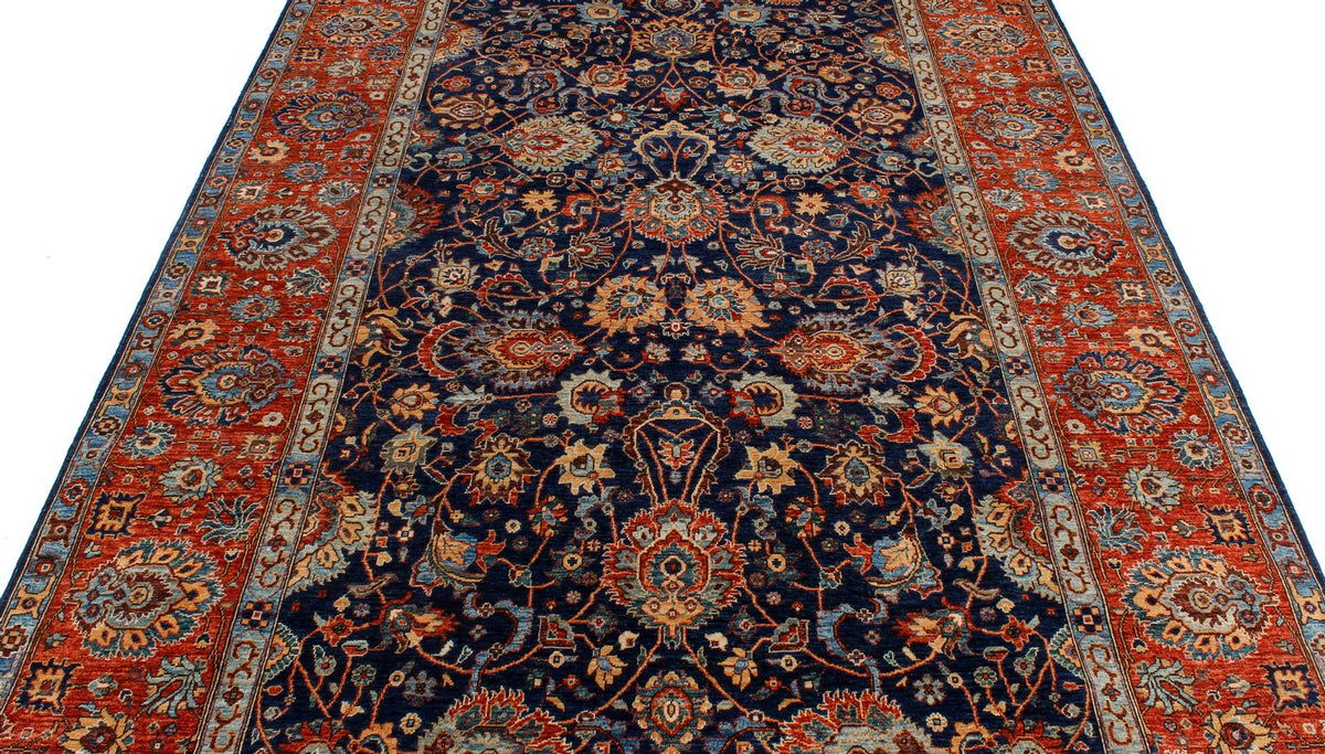 6x9 Navy and Rust Anatolian Traditional Rug