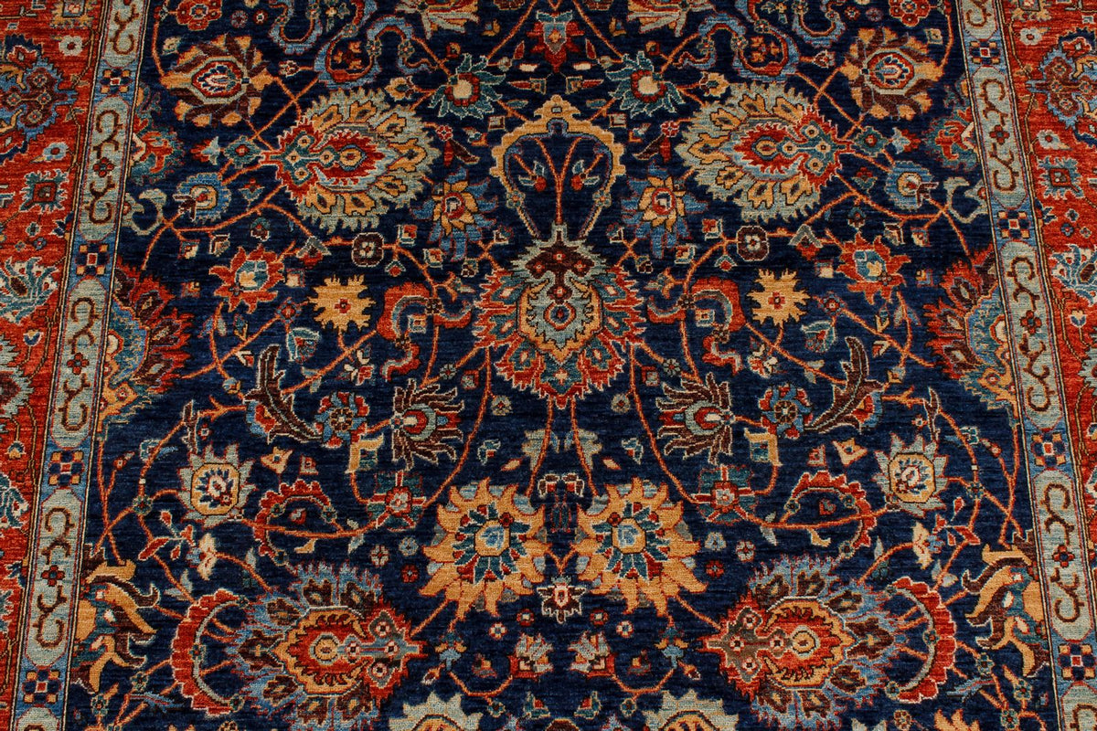 6x9 Navy and Rust Anatolian Traditional Rug