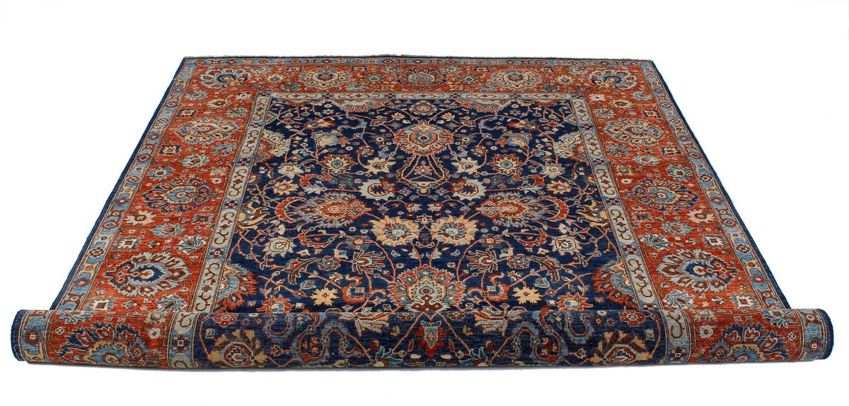 6x9 Navy and Rust Anatolian Traditional Rug