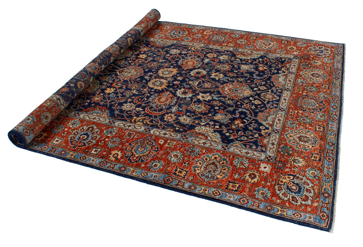 6x9 Navy and Rust Anatolian Traditional Rug