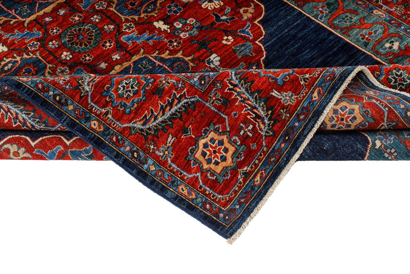 6x9 Navy and Red Traditional Rug