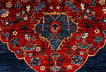 6x9 Navy and Red Traditional Rug