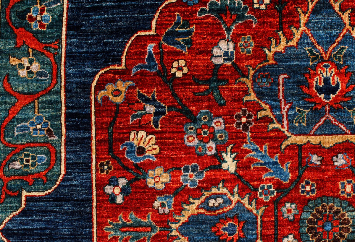 6x9 Navy and Red Traditional Rug