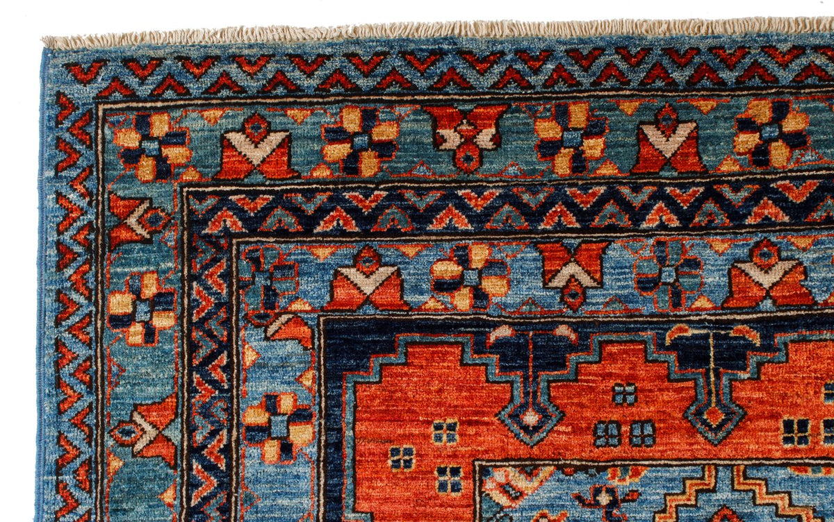 6x9 Blue and Rust Traditional Rug
