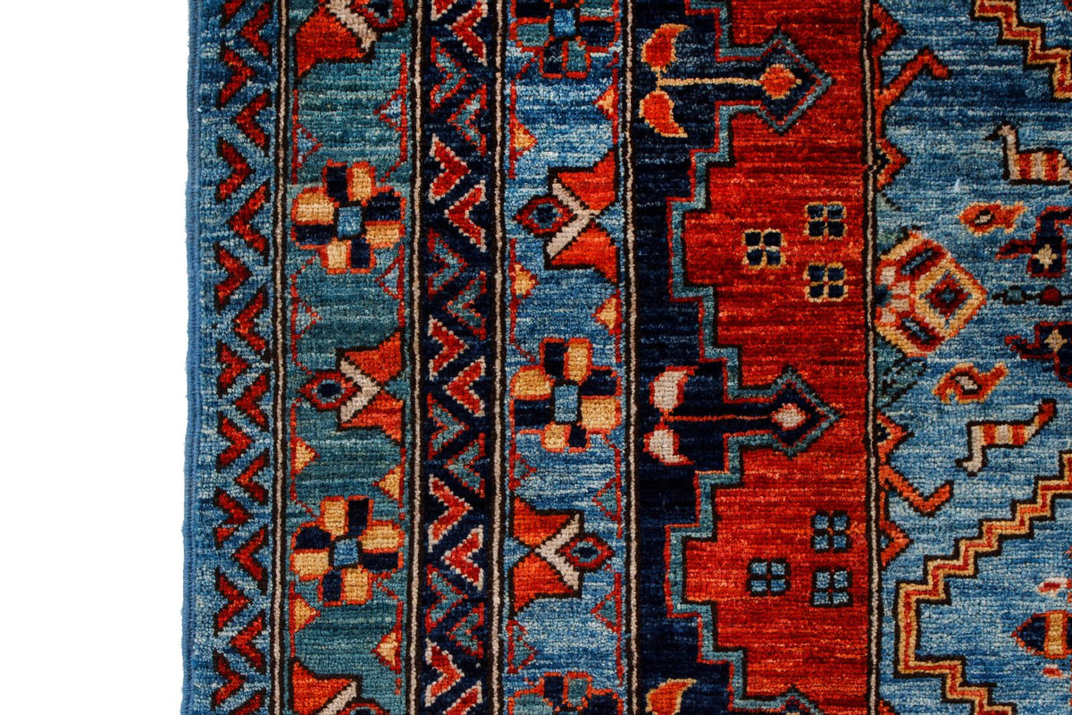 6x9 Blue and Rust Traditional Rug