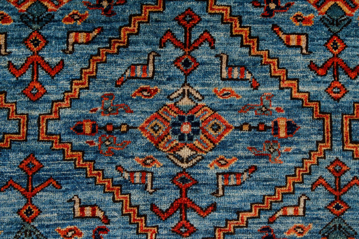 6x9 Blue and Rust Traditional Rug