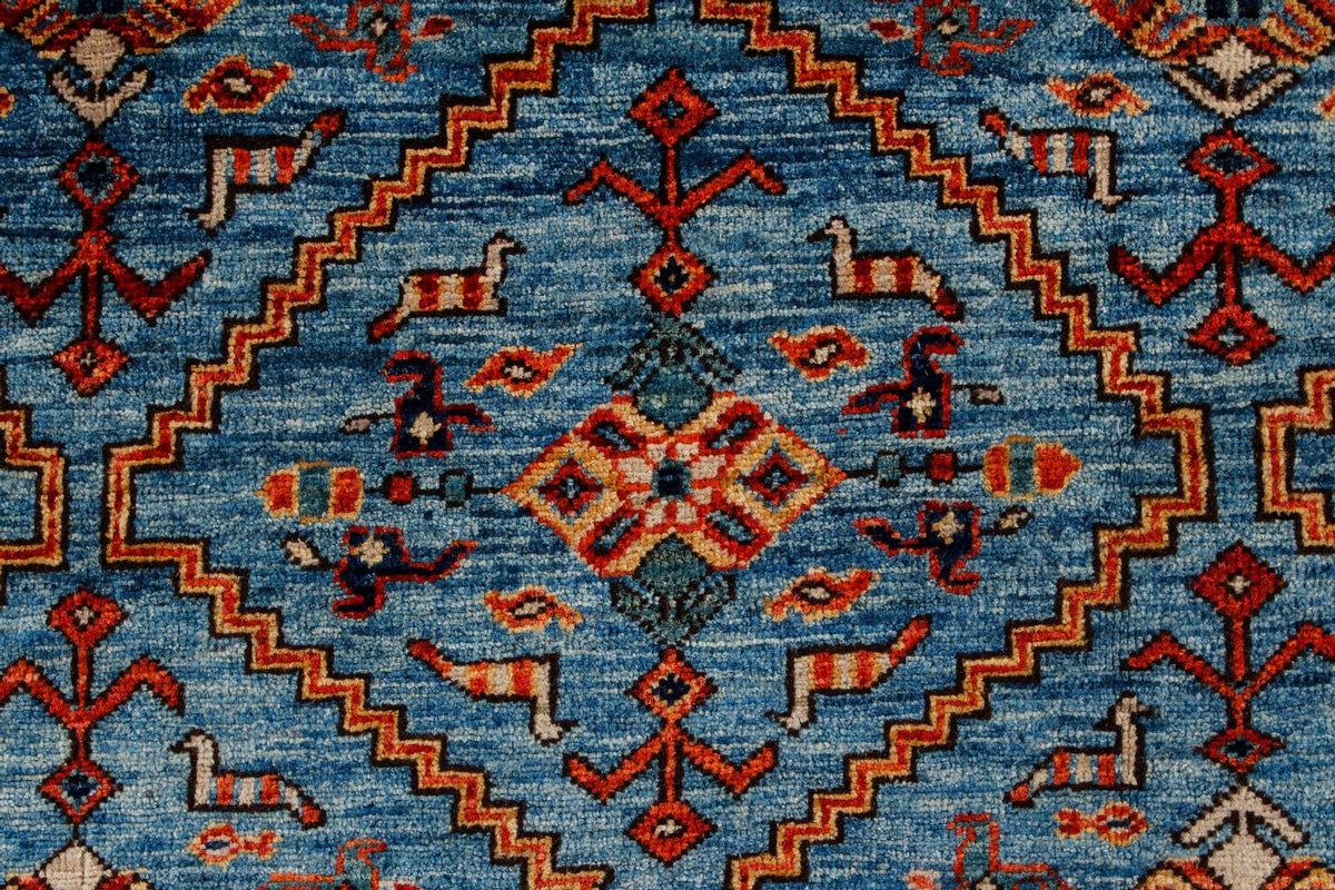 6x9 Blue and Rust Traditional Rug