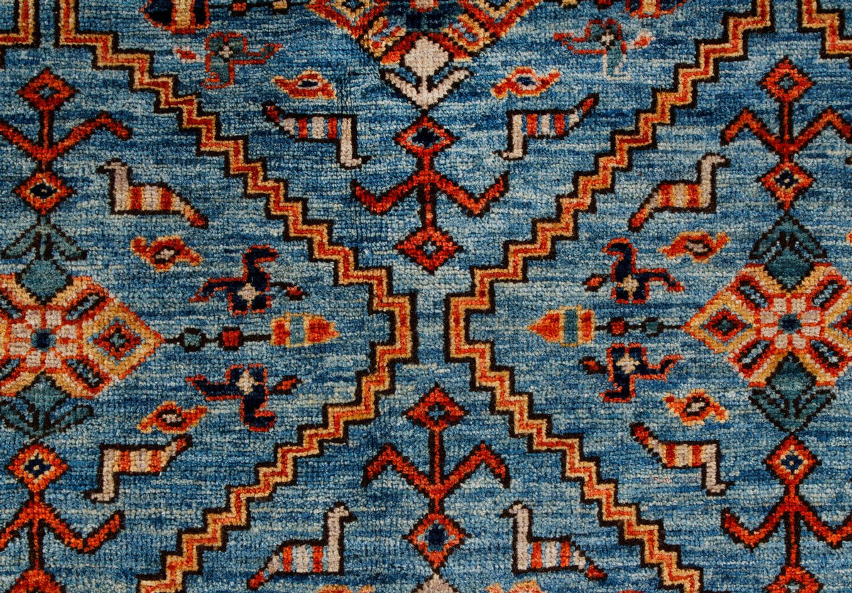 6x9 Blue and Rust Traditional Rug