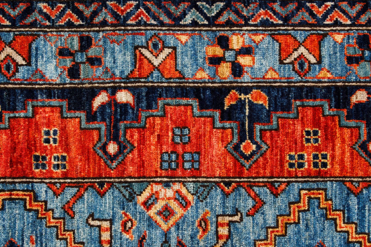 6x9 Blue and Rust Traditional Rug