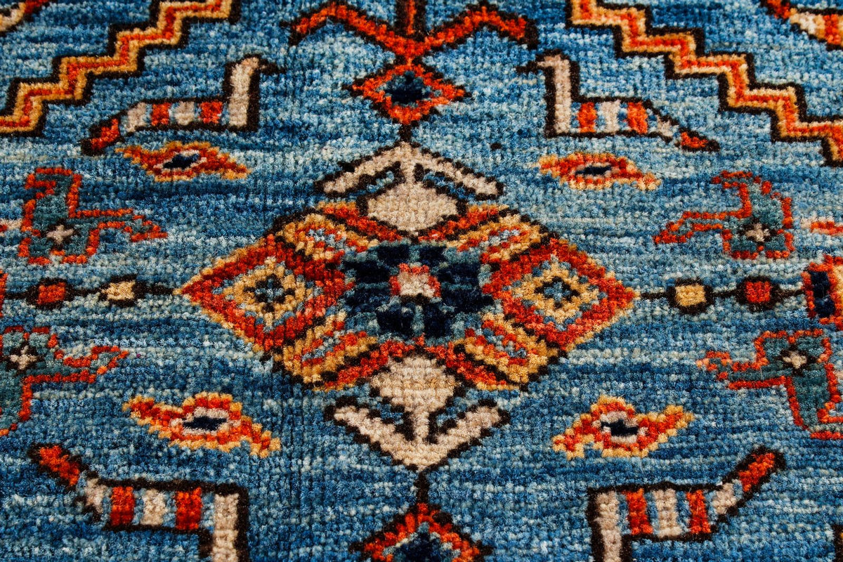 6x9 Blue and Rust Traditional Rug