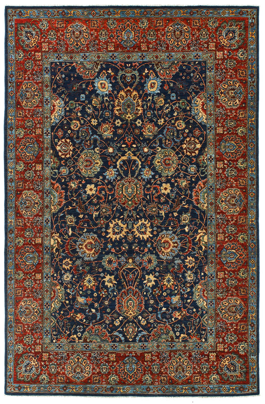 6x9 Navy and Red Anatolian Traditional Rug