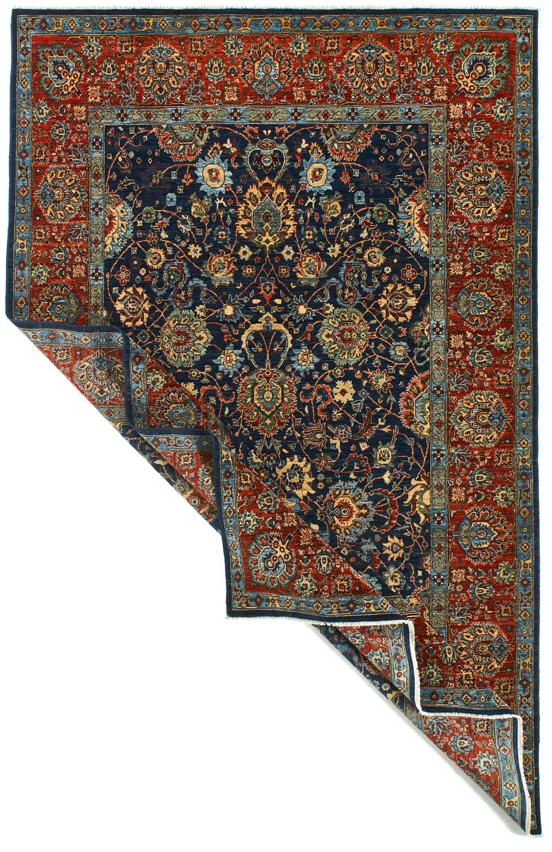 6x9 Navy and Red Anatolian Traditional Rug