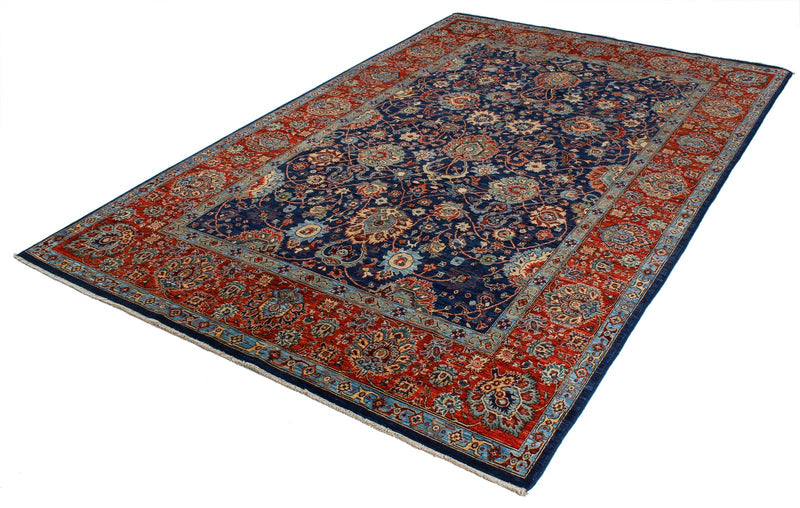 6x9 Navy and Red Anatolian Traditional Rug