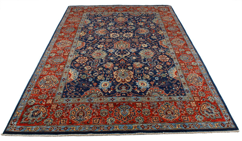 6x9 Navy and Red Anatolian Traditional Rug