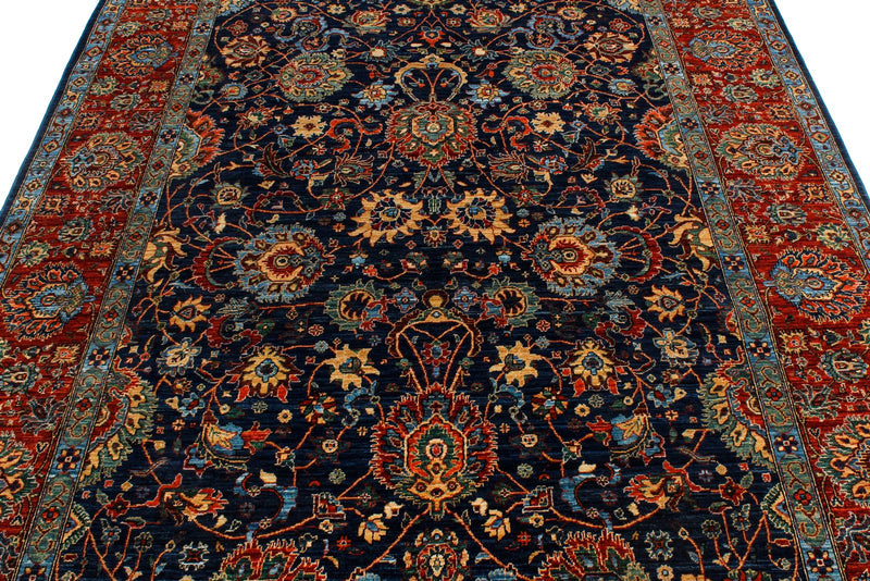 6x9 Navy and Red Anatolian Traditional Rug
