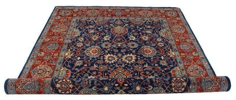 6x9 Navy and Red Anatolian Traditional Rug