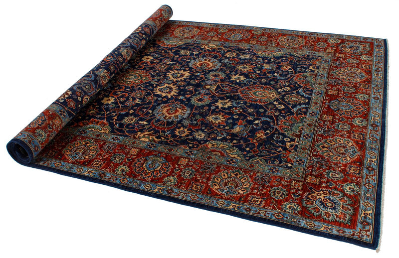 6x9 Navy and Red Anatolian Traditional Rug