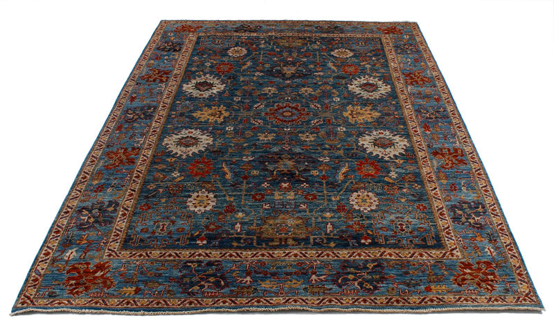 6x9 Blue and Multicolor Anatolian Traditional Rug