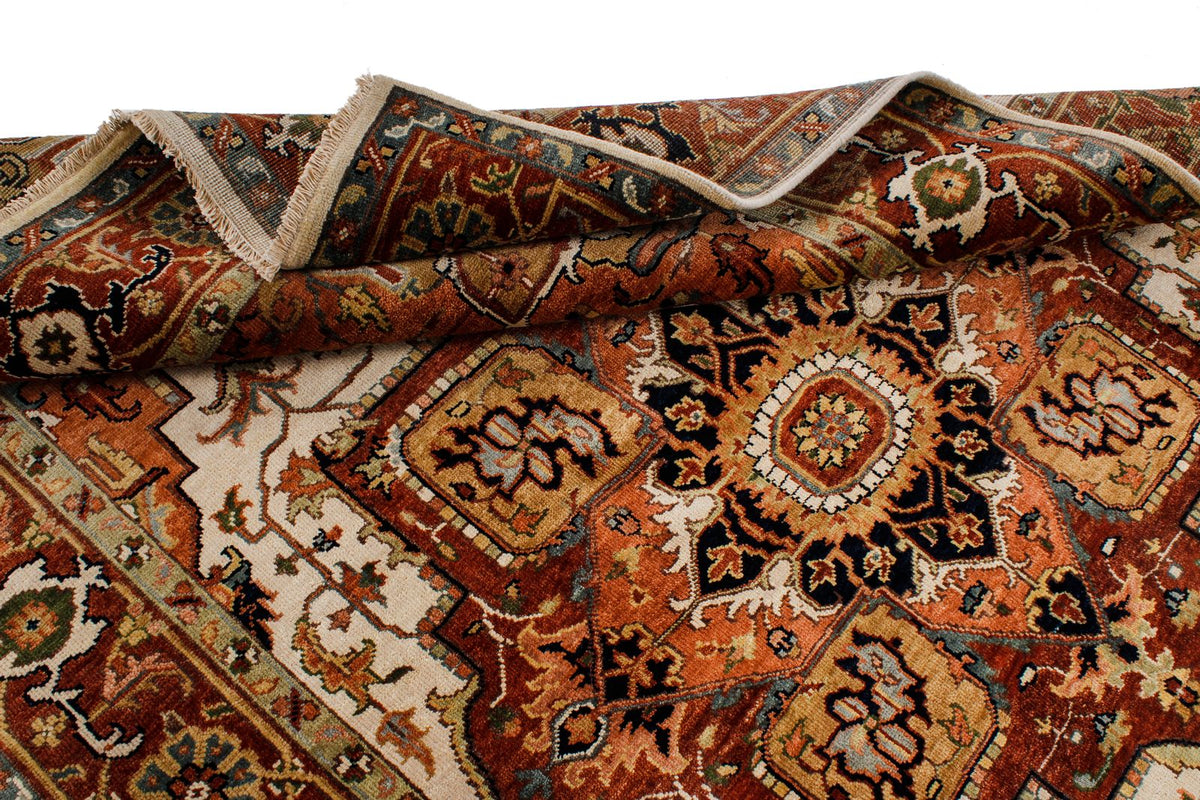 6x9 Ivory and Rust Anatolian Persian Rug