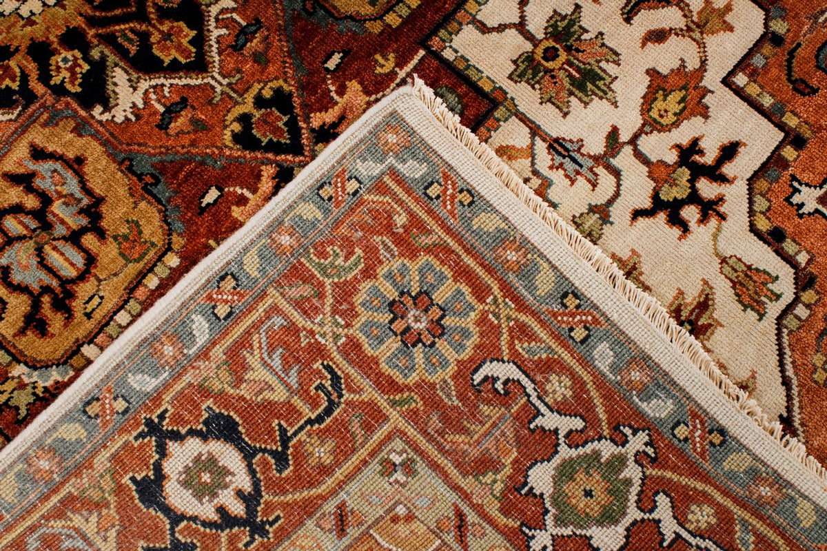 6x9 Ivory and Rust Anatolian Persian Rug