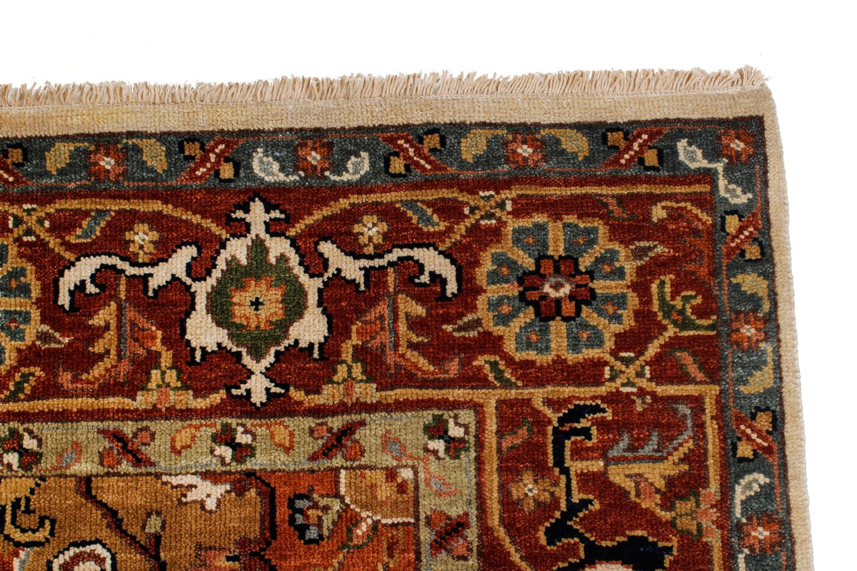 6x9 Ivory and Rust Anatolian Persian Rug
