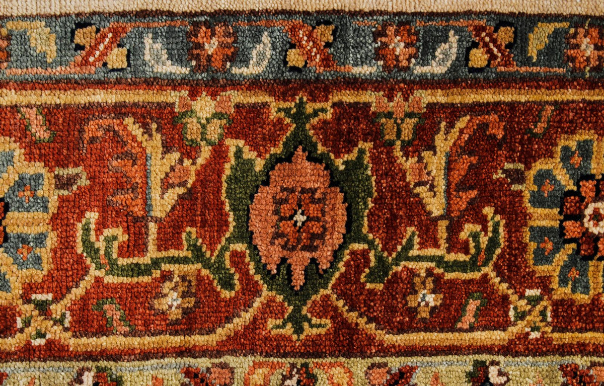 6x9 Ivory and Rust Anatolian Persian Rug
