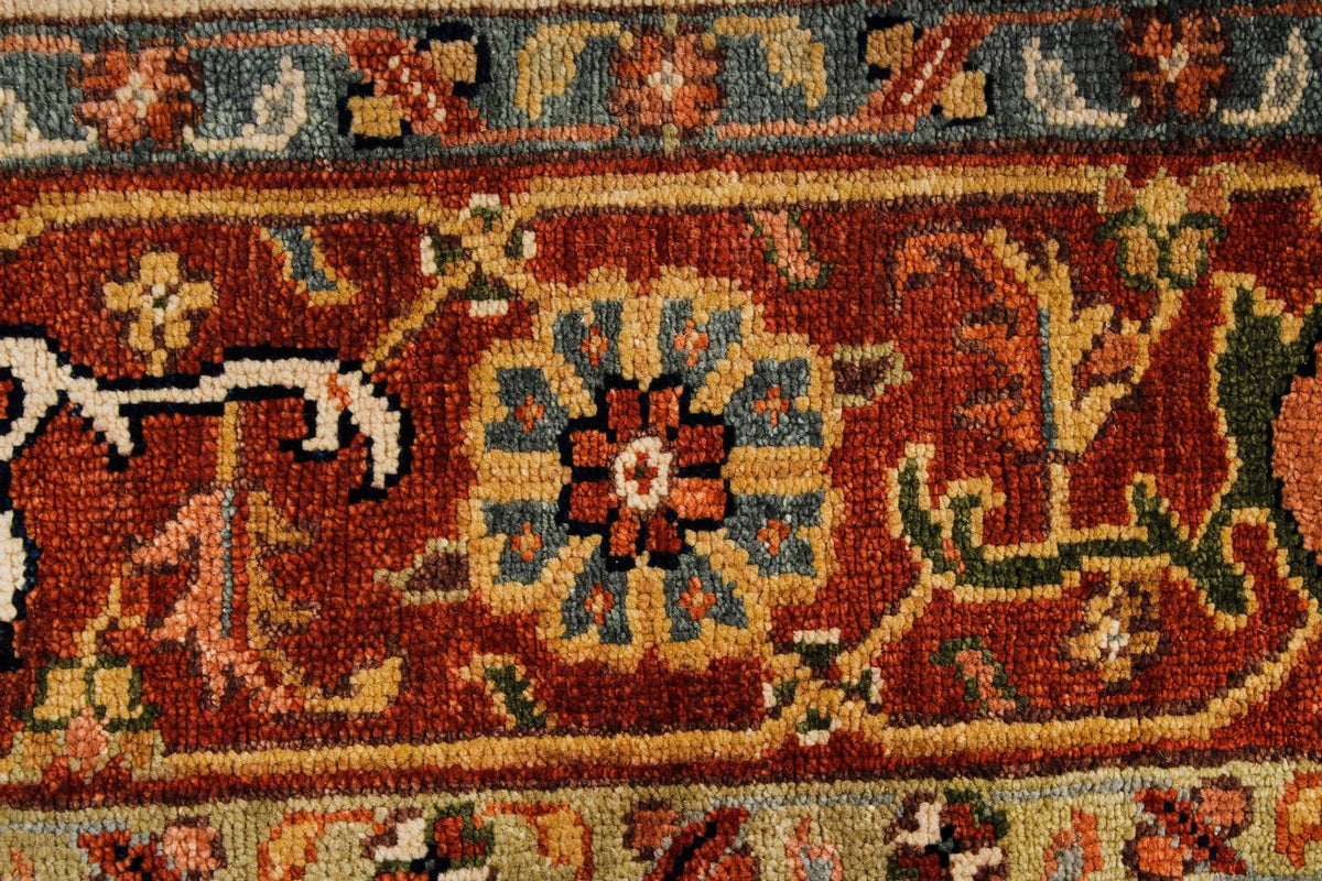 6x9 Ivory and Rust Anatolian Persian Rug