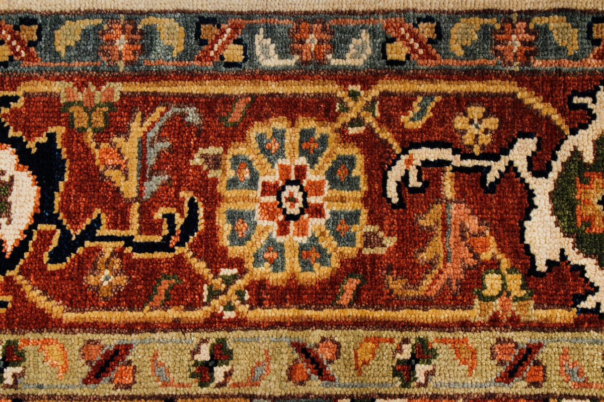 6x9 Ivory and Rust Anatolian Persian Rug