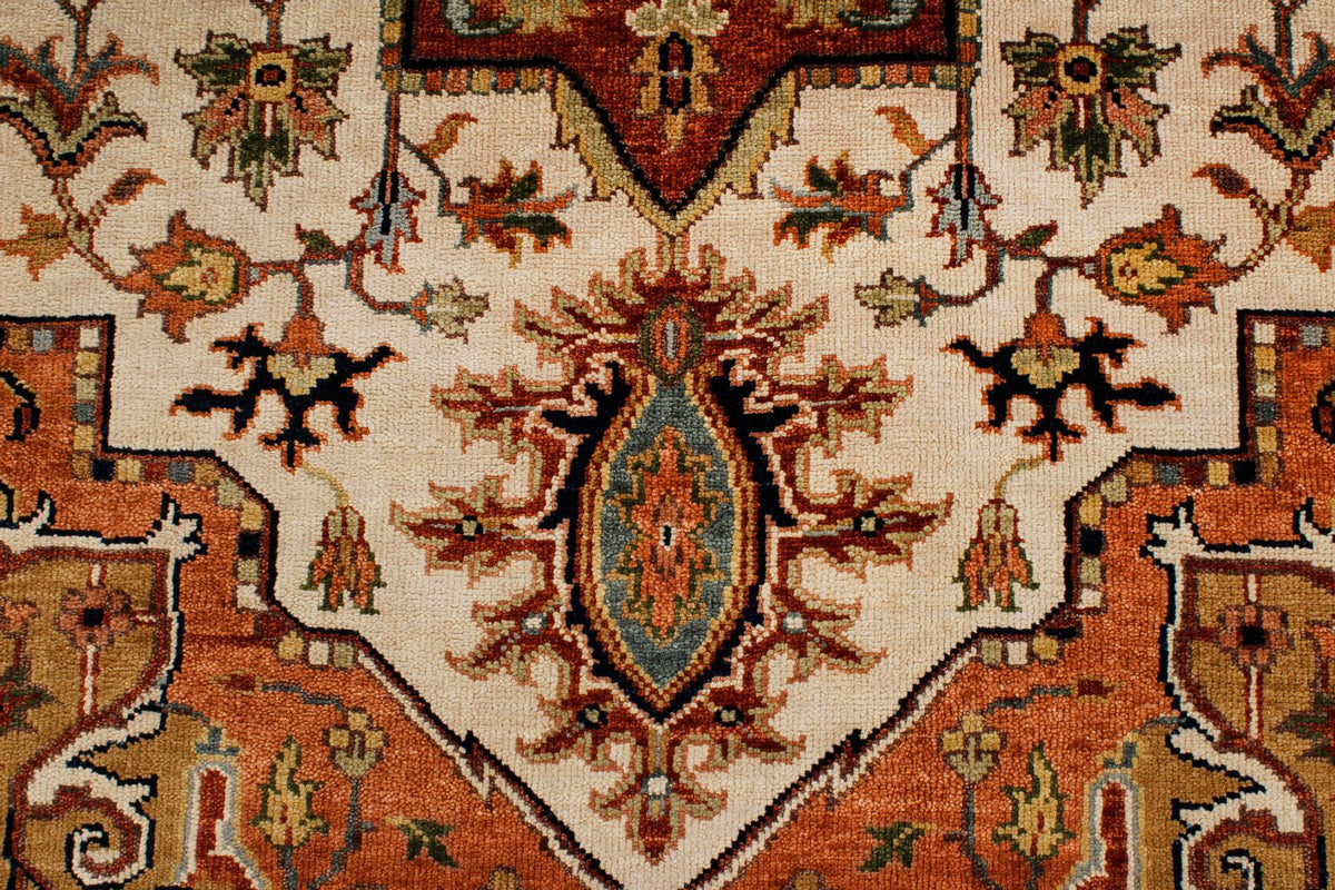 6x9 Ivory and Rust Anatolian Persian Rug