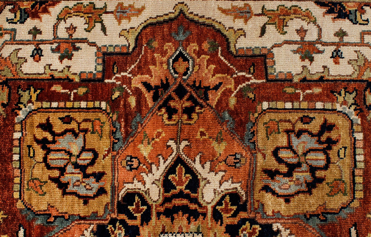 6x9 Ivory and Rust Anatolian Persian Rug