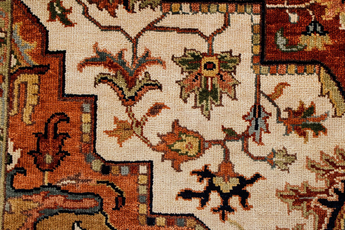 6x9 Ivory and Rust Anatolian Persian Rug