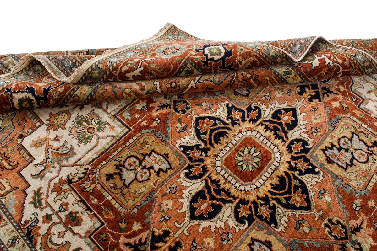 9x12 Ivory and Rust Anatolian Persian Rug