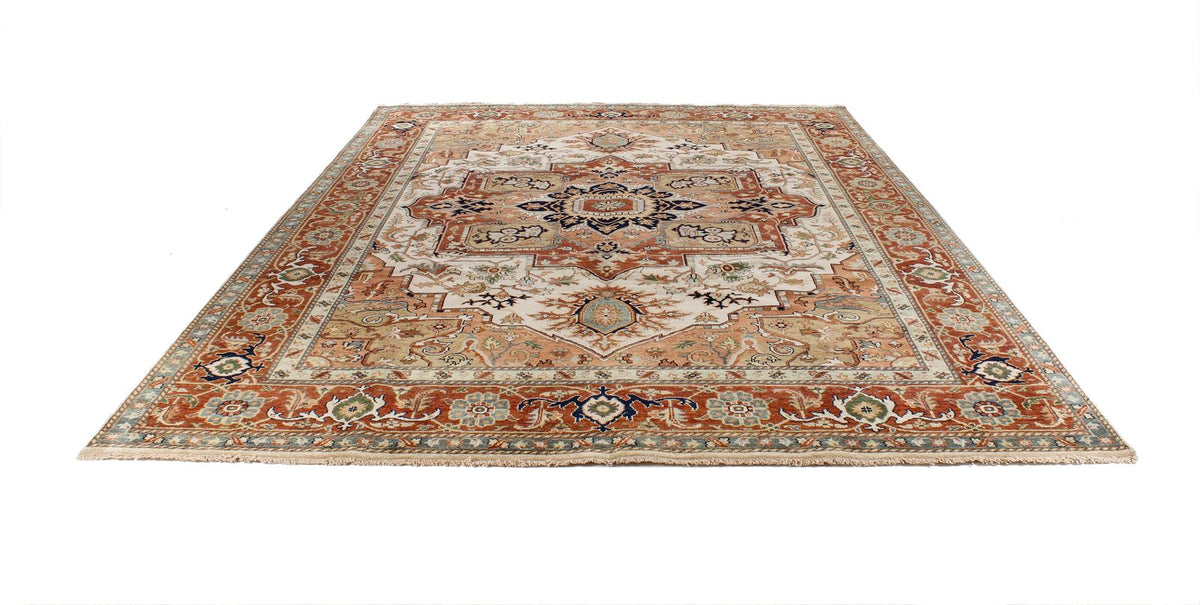 9x12 Ivory and Rust Anatolian Persian Rug