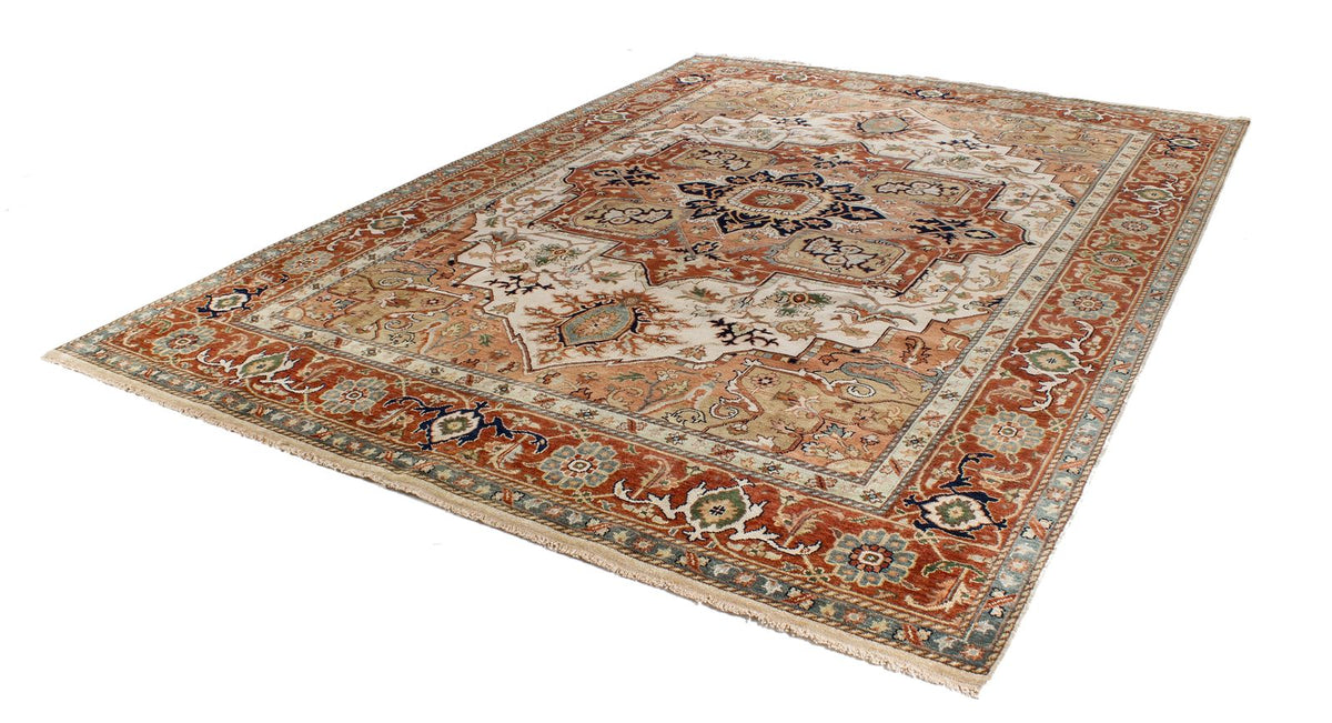 9x12 Ivory and Rust Anatolian Persian Rug