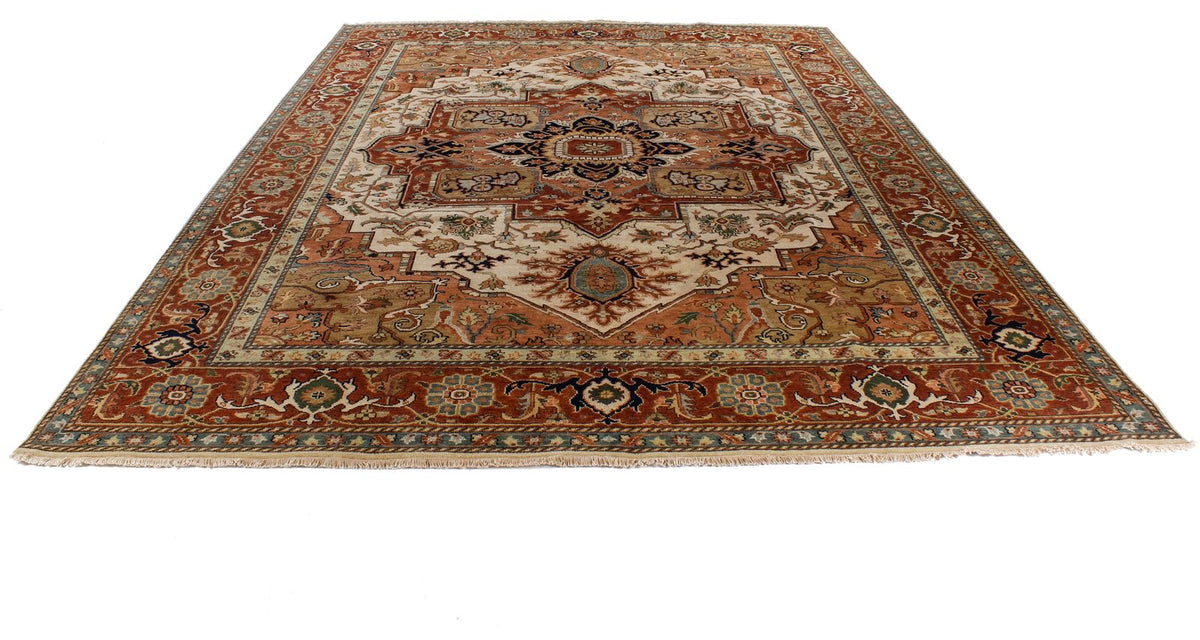 9x12 Ivory and Rust Anatolian Persian Rug