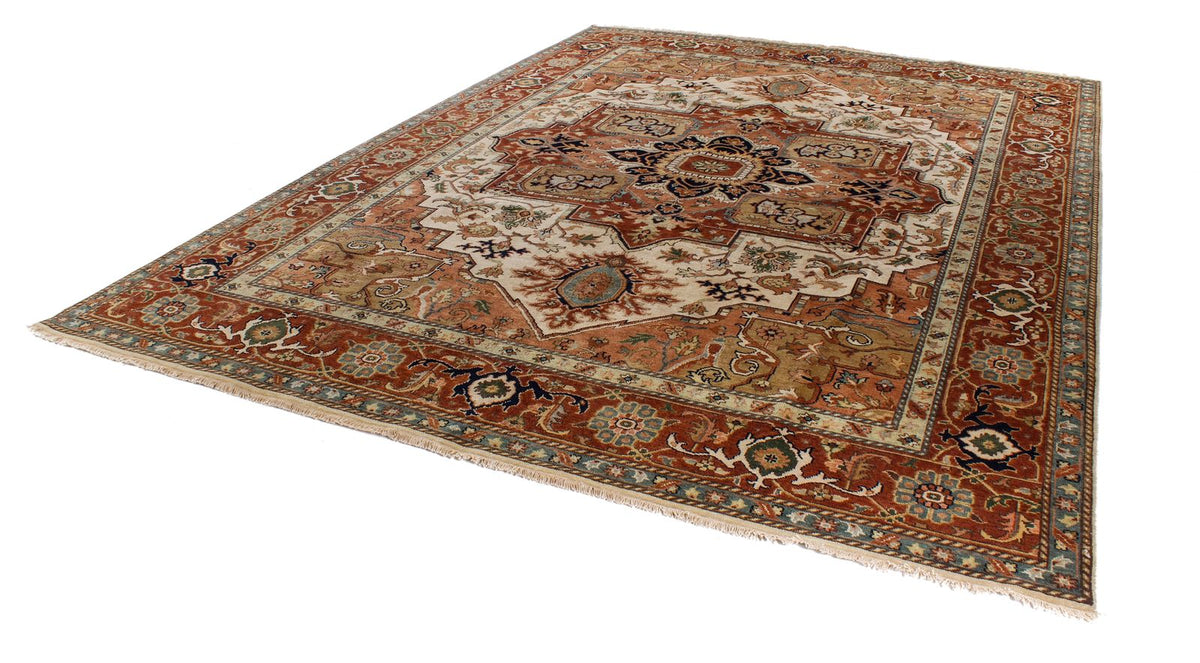 9x12 Ivory and Rust Anatolian Persian Rug